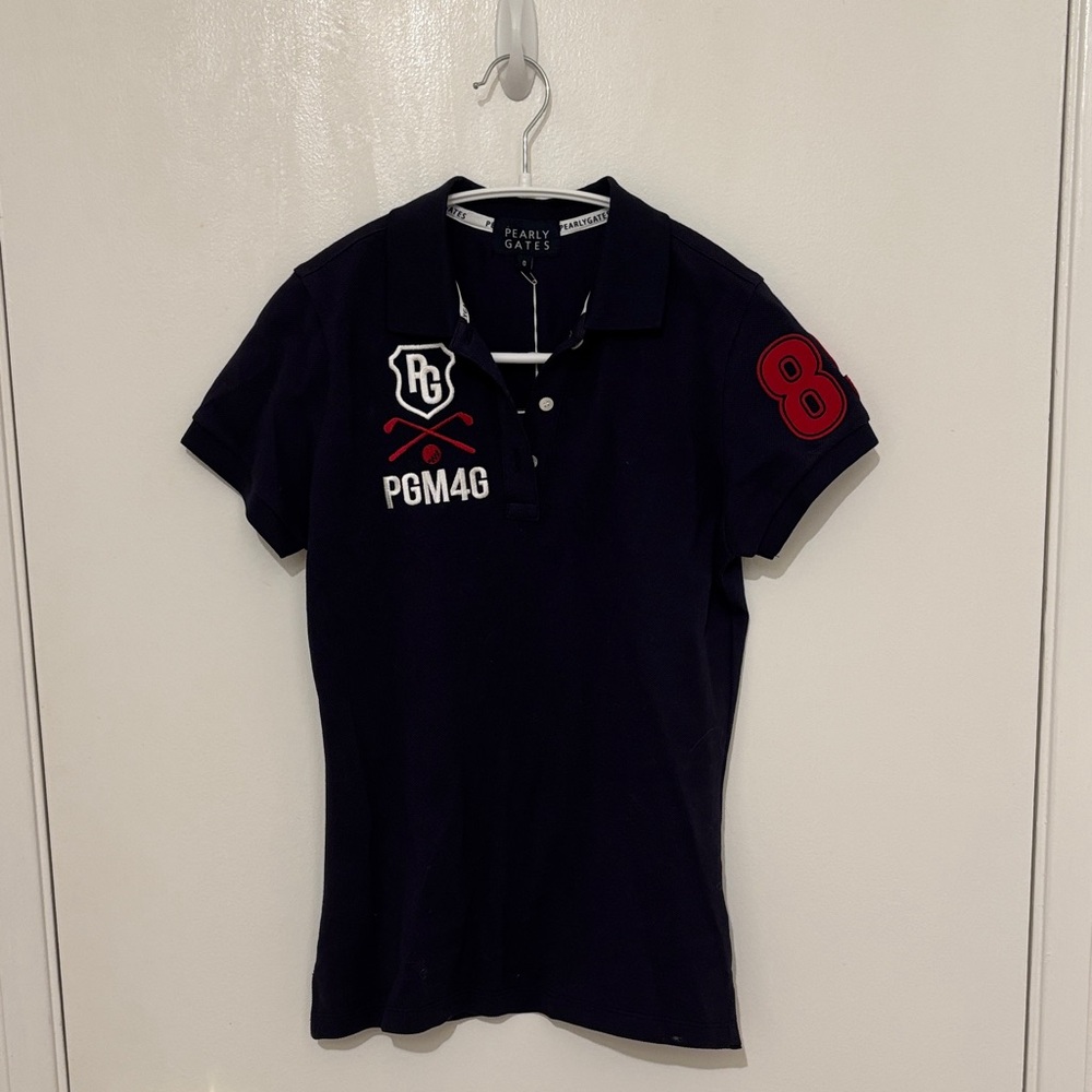 Navy Polo Shirt with Red Accents